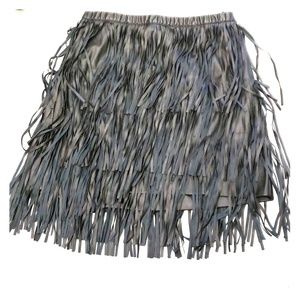 Torrid black faux leather fringe skirt